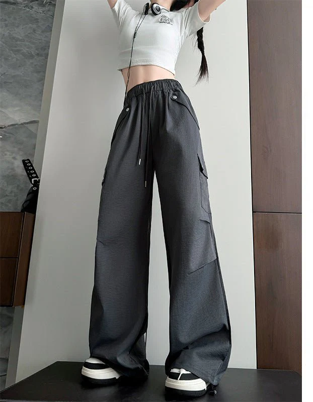 White American style low waist parachute pants women spring 2025 new mountaineering wide leg sweatpants slim sports overalls - Image 5