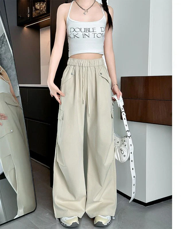 White American style low waist parachute pants women spring 2025 new mountaineering wide leg sweatpants slim sports overalls - Image 6