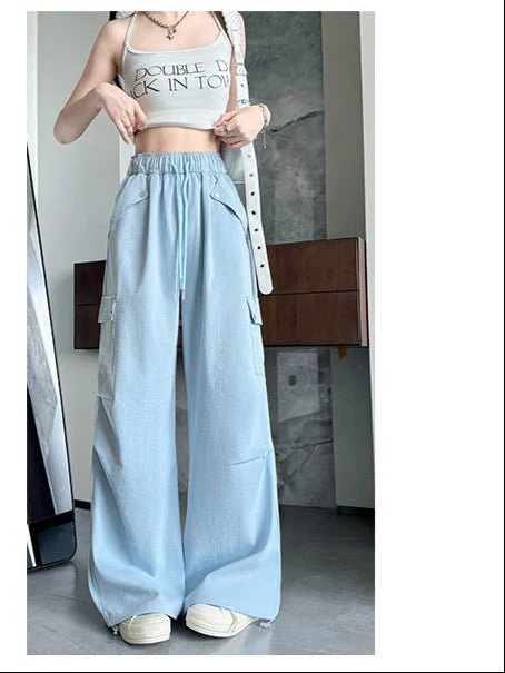 White American style low waist parachute pants women spring 2025 new mountaineering wide leg sweatpants slim sports overalls - Image 9