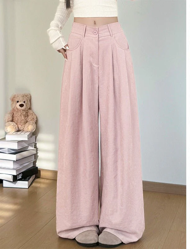White milk husband suit pants women's 2025 summer new loose and thin straight-leg pants high waist lazy ice silk wide-leg pants - Image 7