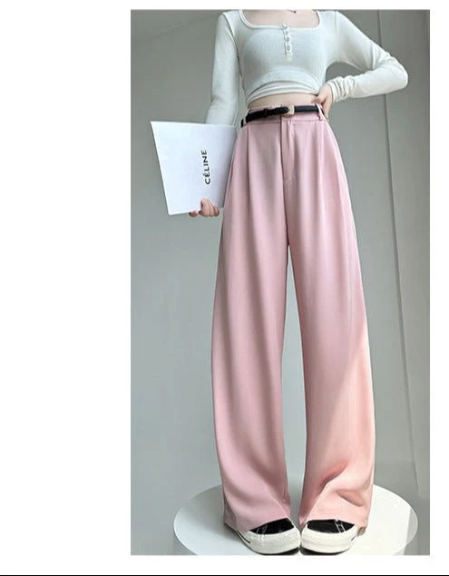 White suit pants drape pants women's new spring and autumn high-grade drape straight pants small casual wide-leg pants - Image 13