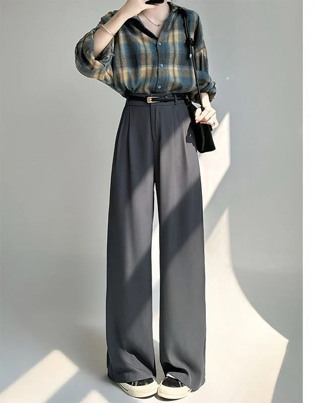 White suit pants drape pants women's new spring and autumn high-grade drape straight pants small casual wide-leg pants - Image 8