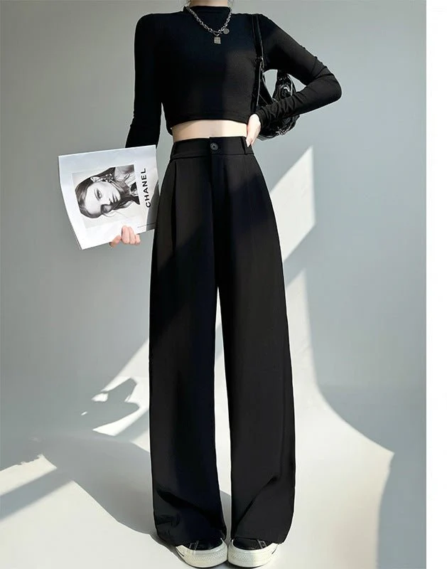 White suit pants drape pants women's new spring and autumn high-grade drape straight pants small casual wide-leg pants FD - Image 5
