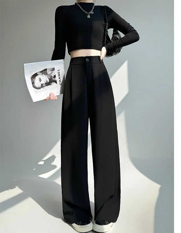 White suit pants drape pants women's new spring and autumn high-grade drape straight pants small casual wide-leg pants FD - Image 6