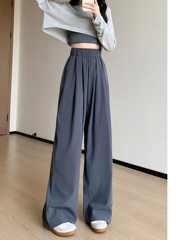 Wide-leg pants for women Spring women's petite 2025 new high waist drape casual straight pants lazy style Yamamoto pants