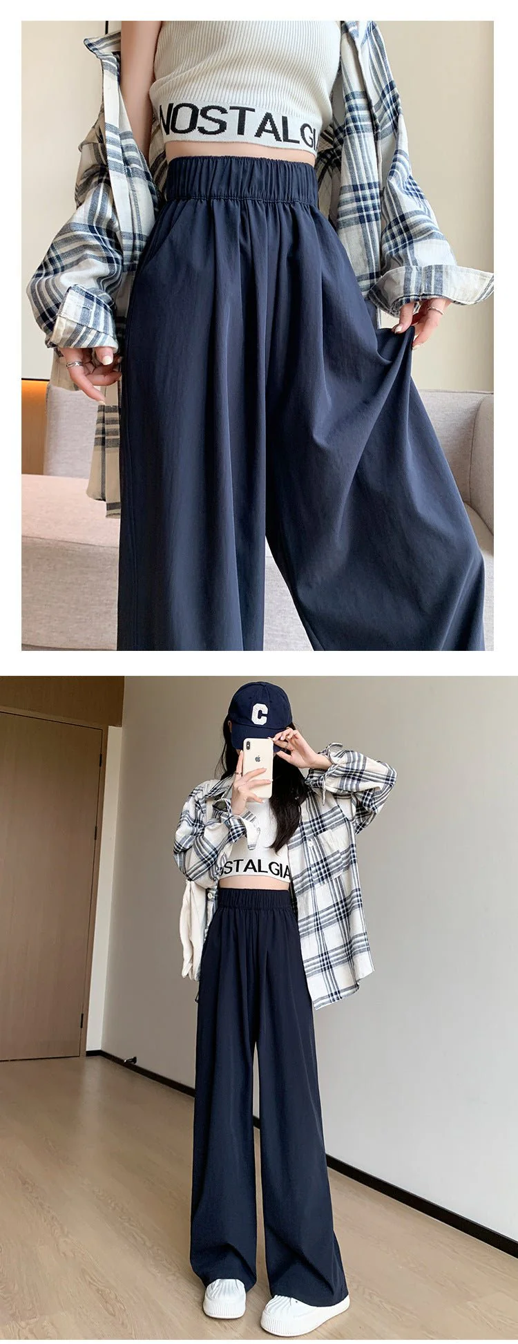 Wide-leg pants for women Spring women's petite 2025 new high waist drape casual straight pants lazy style Yamamoto pants - Image 10