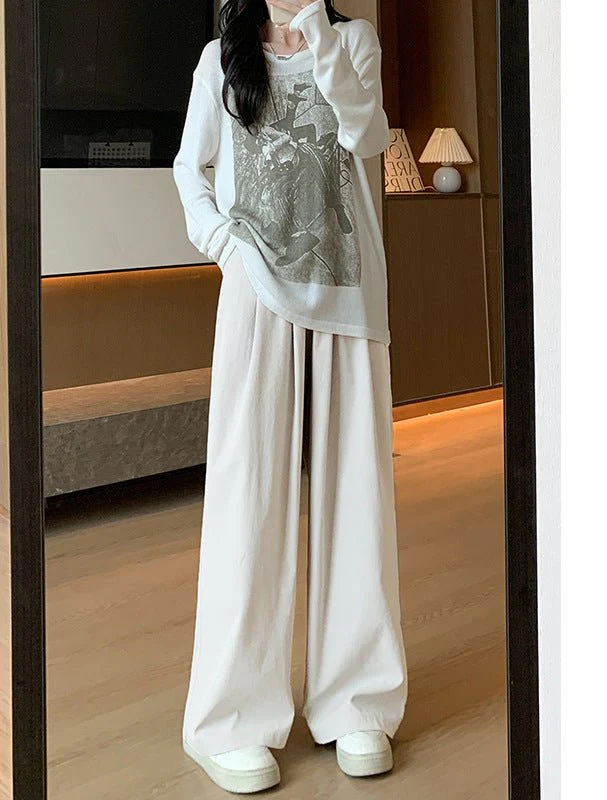 Wide-leg pants for women Spring women's petite 2025 new high waist drape casual straight pants lazy style Yamamoto pants - Image 18