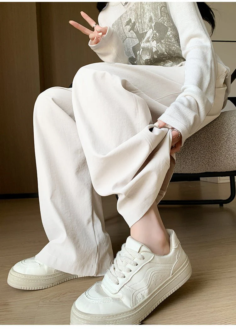 Wide-leg pants for women Spring women's petite 2025 new high waist drape casual straight pants lazy style Yamamoto pants FD - Image 15