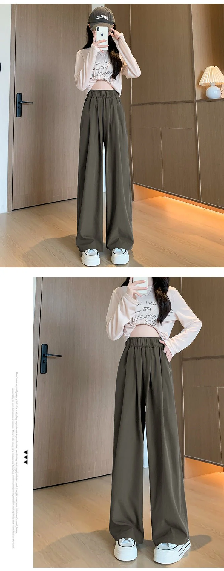Wide-leg pants for women Spring women's petite 2025 new high waist drape casual straight pants lazy style Yamamoto pants FD - Image 16