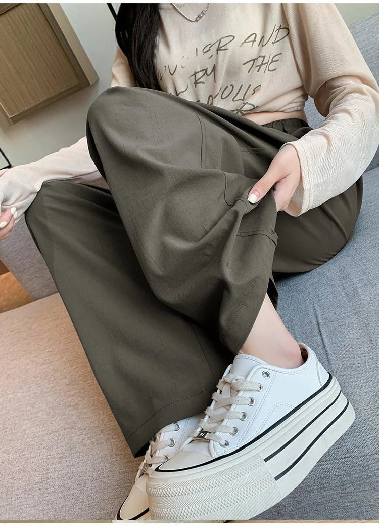 Wide-leg pants for women Spring women's petite 2025 new high waist drape casual straight pants lazy style Yamamoto pants FD - Image 17