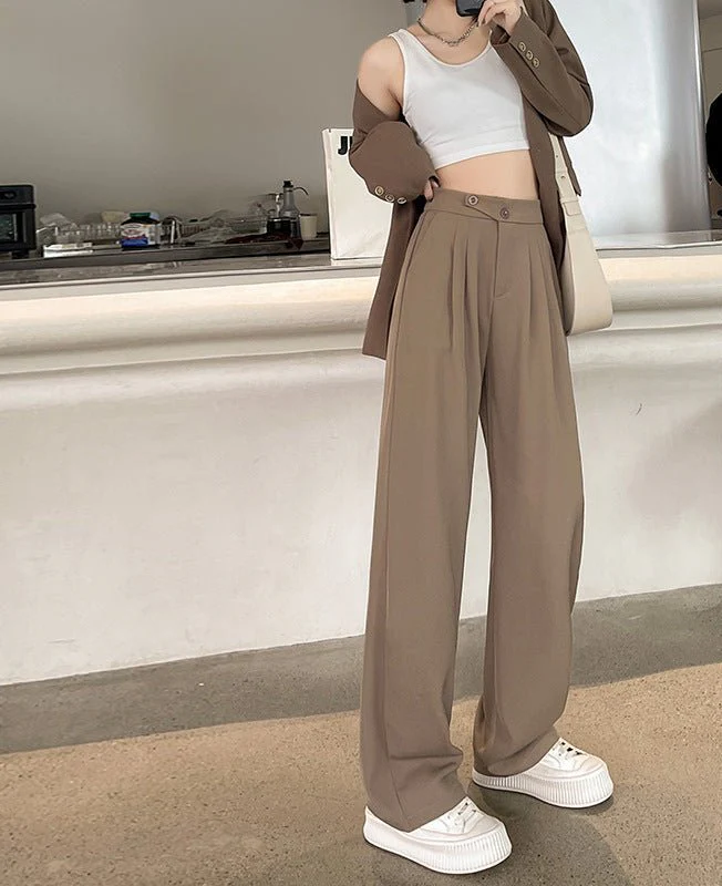 Wide-leg pants for women Spring women's petite 2025 new high waist drape casual straight pants lazy style Yamamoto pants FD - Image 20