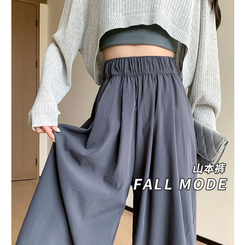 Wide-leg pants for women Spring women's petite 2025 new high waist drape casual straight pants lazy style Yamamoto pants FD - Image 22