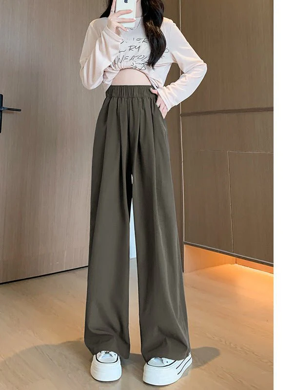 Wide-leg pants for women Spring women's petite 2025 new high waist drape casual straight pants lazy style Yamamoto pants FD - Image 3