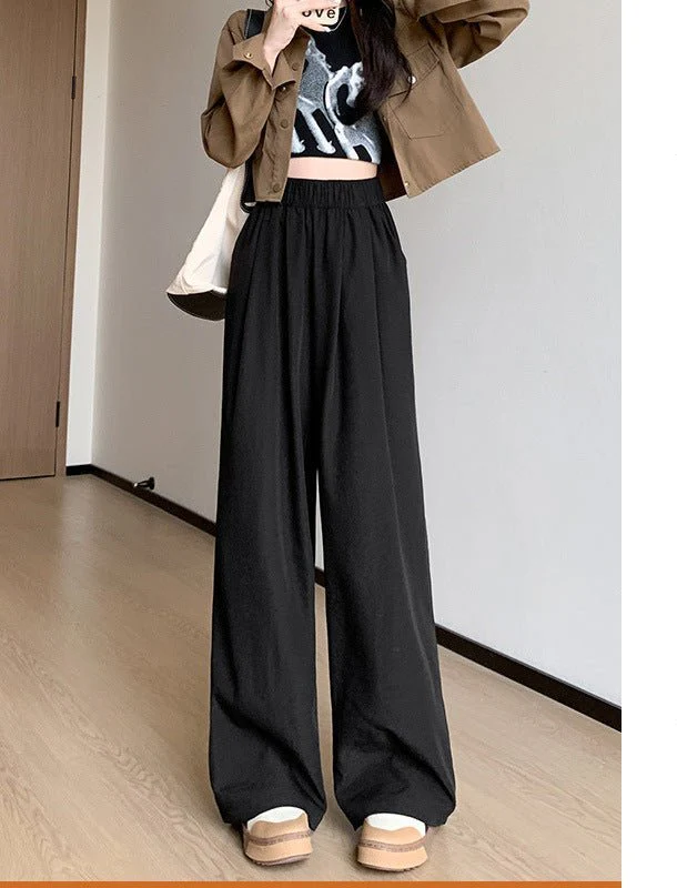 Wide-leg pants for women Spring women's petite 2025 new high waist drape casual straight pants lazy style Yamamoto pants FD - Image 5