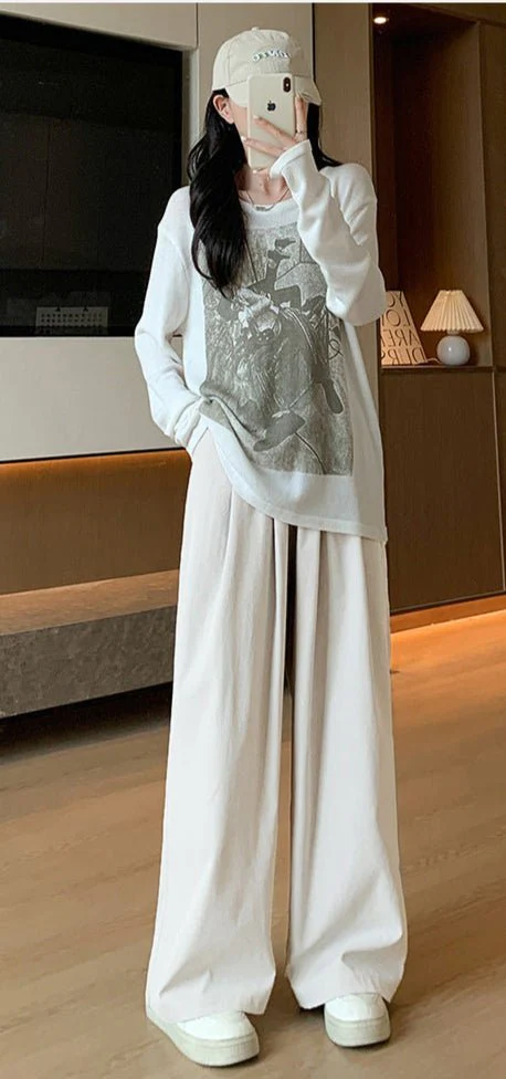 Wide-leg pants for women Spring women's petite 2025 new high waist drape casual straight pants lazy style Yamamoto pants FD - Image 7