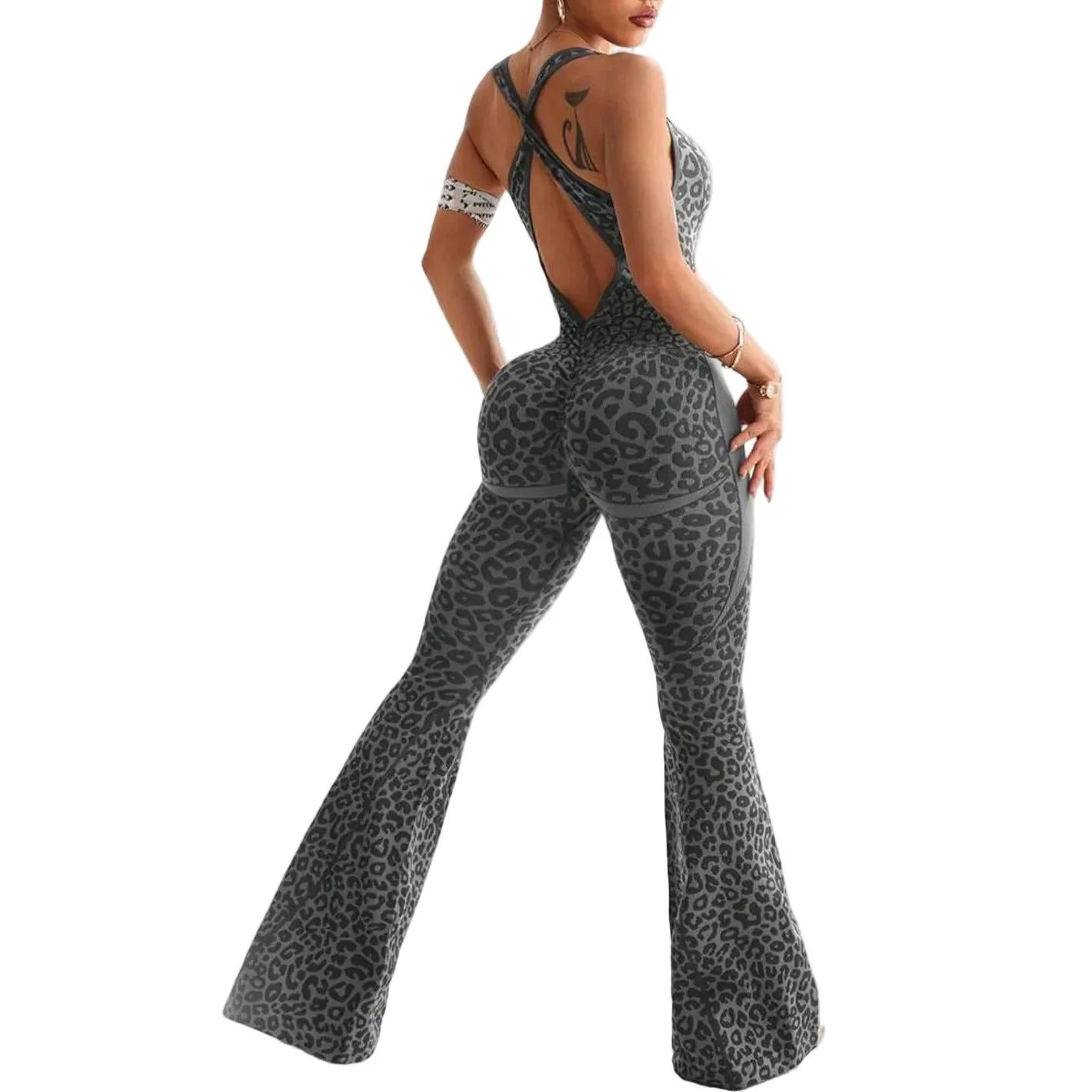 Wild Pulse | Cross-Back Seamless Leopard Jumpsuit - Image 2