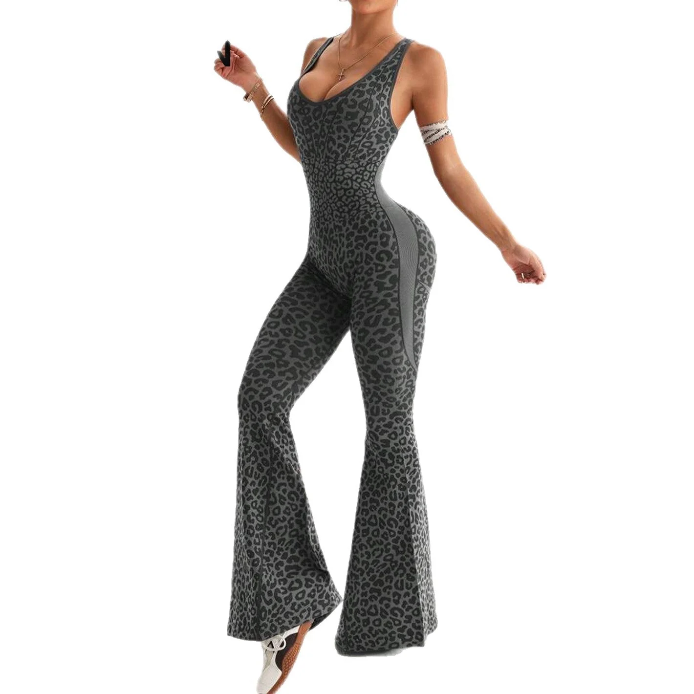 Wild Pulse | Cross-Back Seamless Leopard Jumpsuit - Image 3