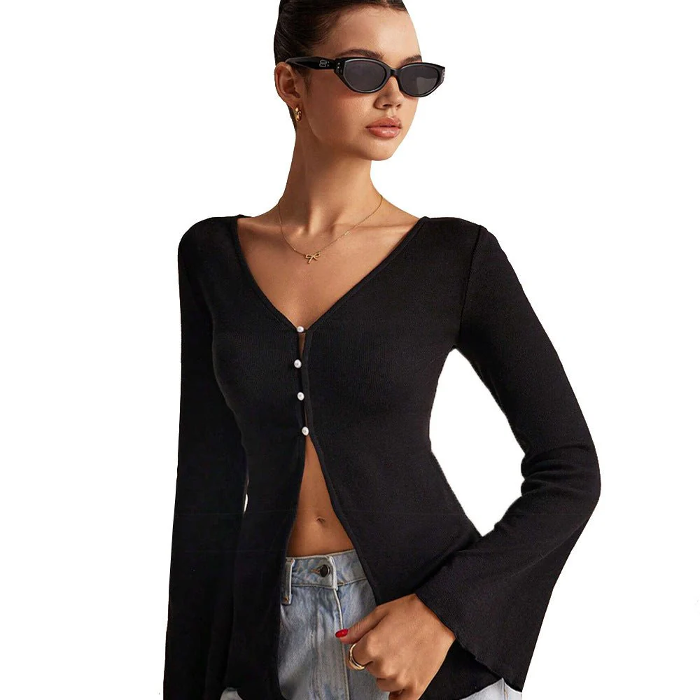 Winter 2025 Celebrity-Inspired V-Neck Cardigan Top - Image 5