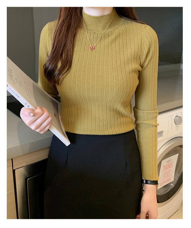 Winter knitted sweater for women half turtleneck solid color hi-neck (FD) - Image 6