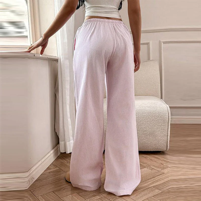 wish  women's clothing 2025 summer an and n all-match pink casual pants wide-leg casual trousers - Image 3