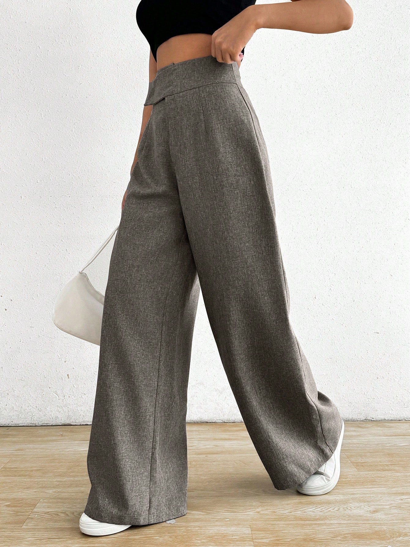 Women Asymmetric Waist Loose Casual Wide Leg Pants - Image 6
