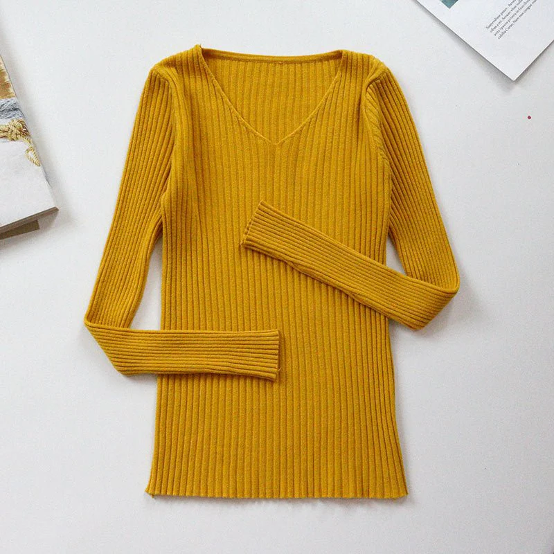 Women Autumn Winter V-neck Slim Fit Top FD - Image 3