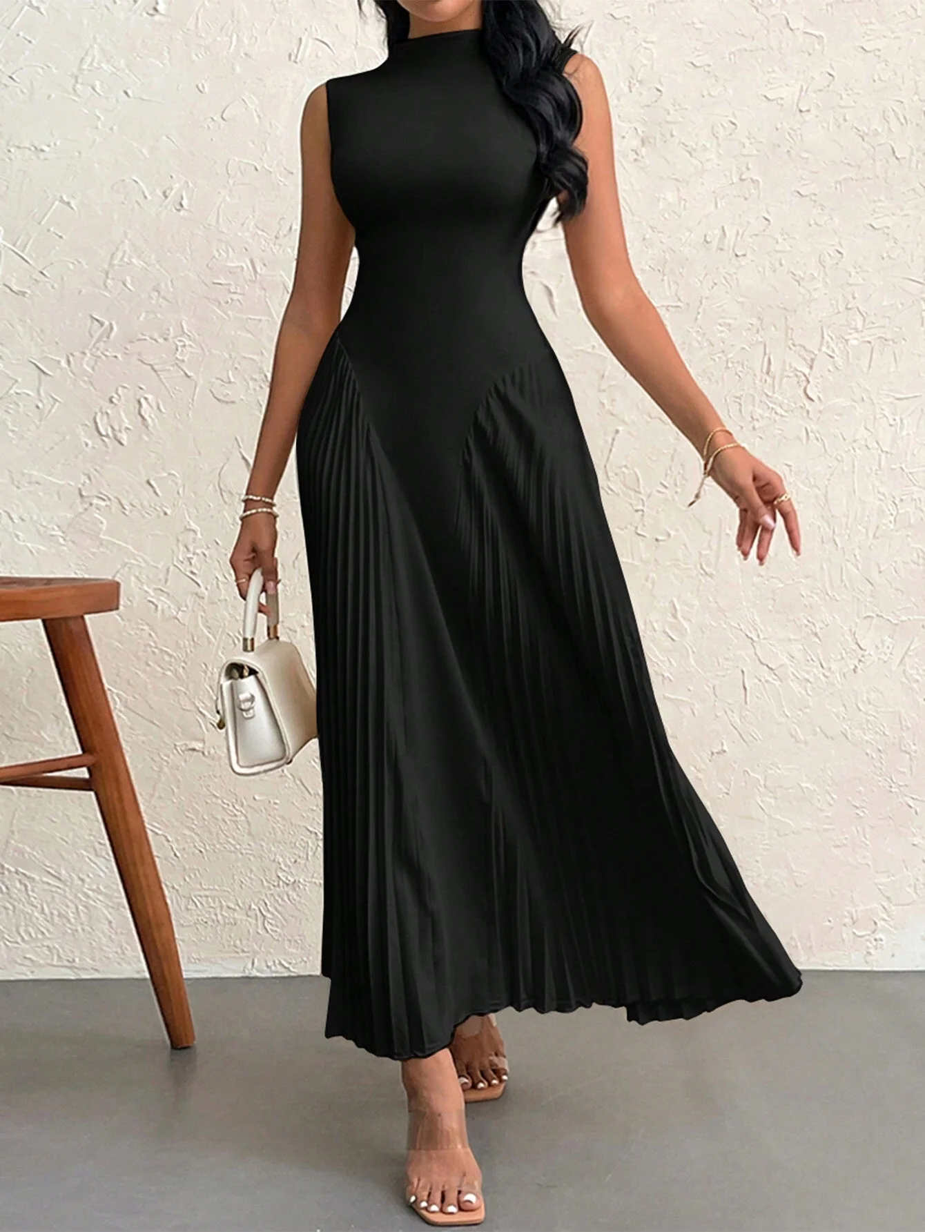 Women Elegant Pleated Tight-Fitting A-Line Dress - Image 10