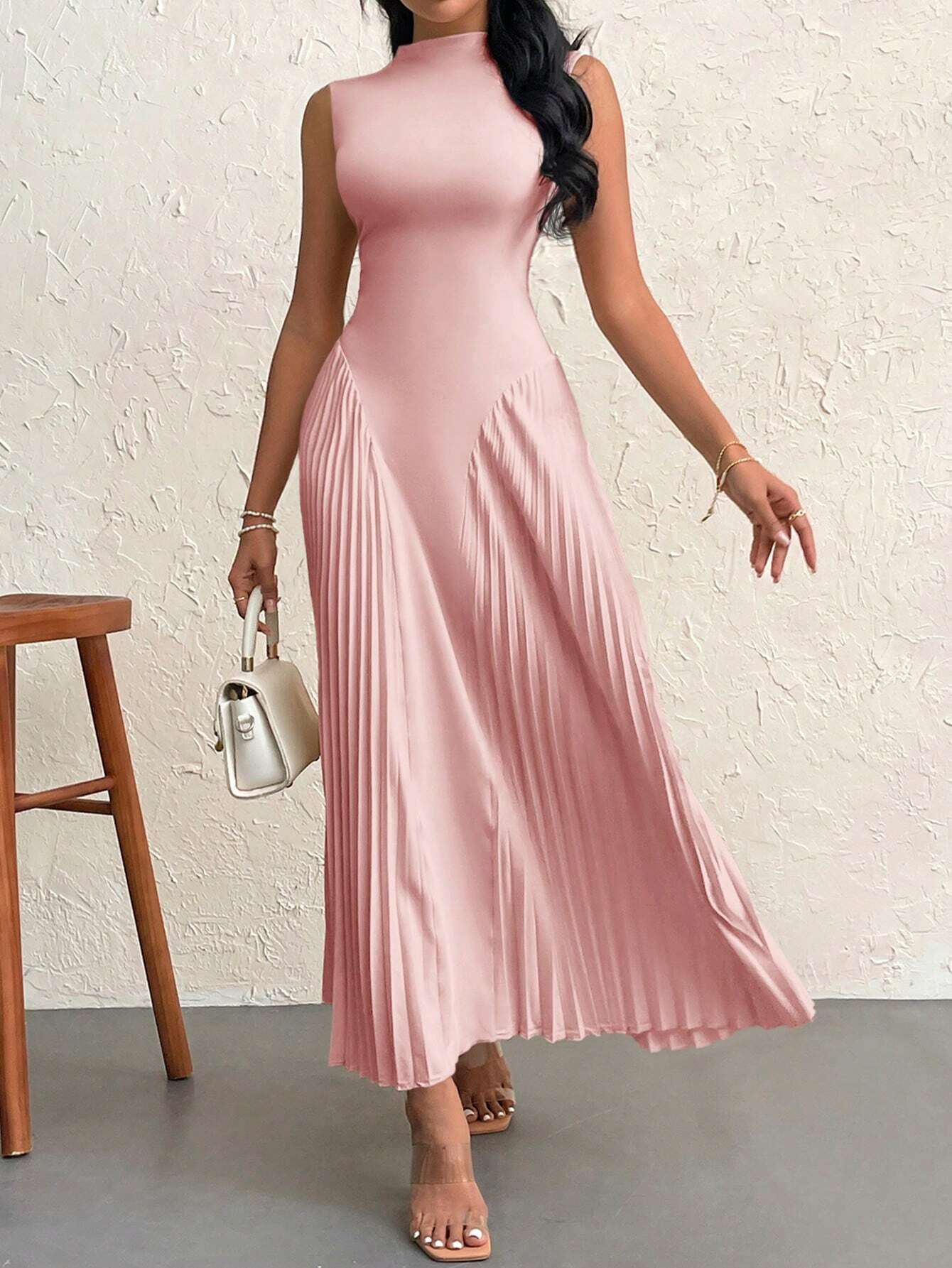 Women Elegant Pleated Tight-Fitting A-Line Dress - Image 12