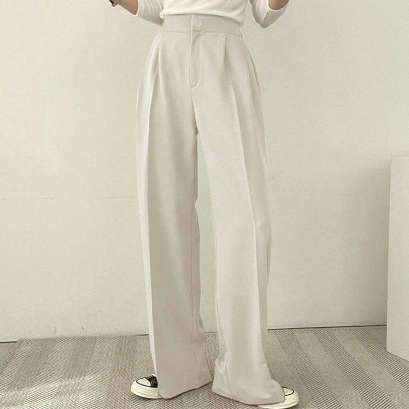 Women high waist long versatile wide leg suit pants