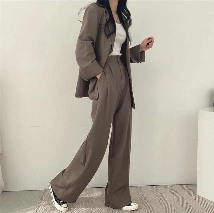 Women high waist long versatile wide leg suit pants - Image 5