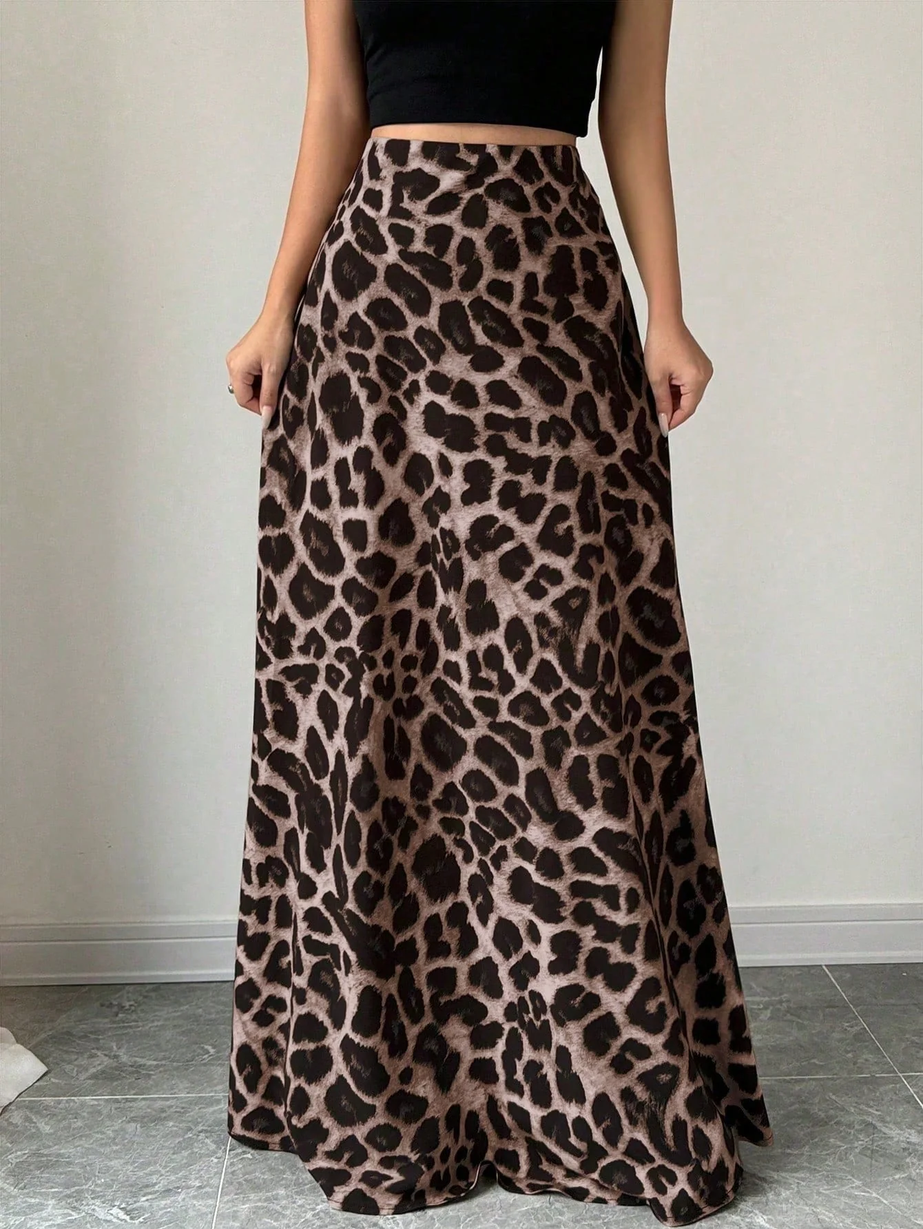 Women Leopard Print Casual Skirt Maxi Women Outfit FD - Image 6