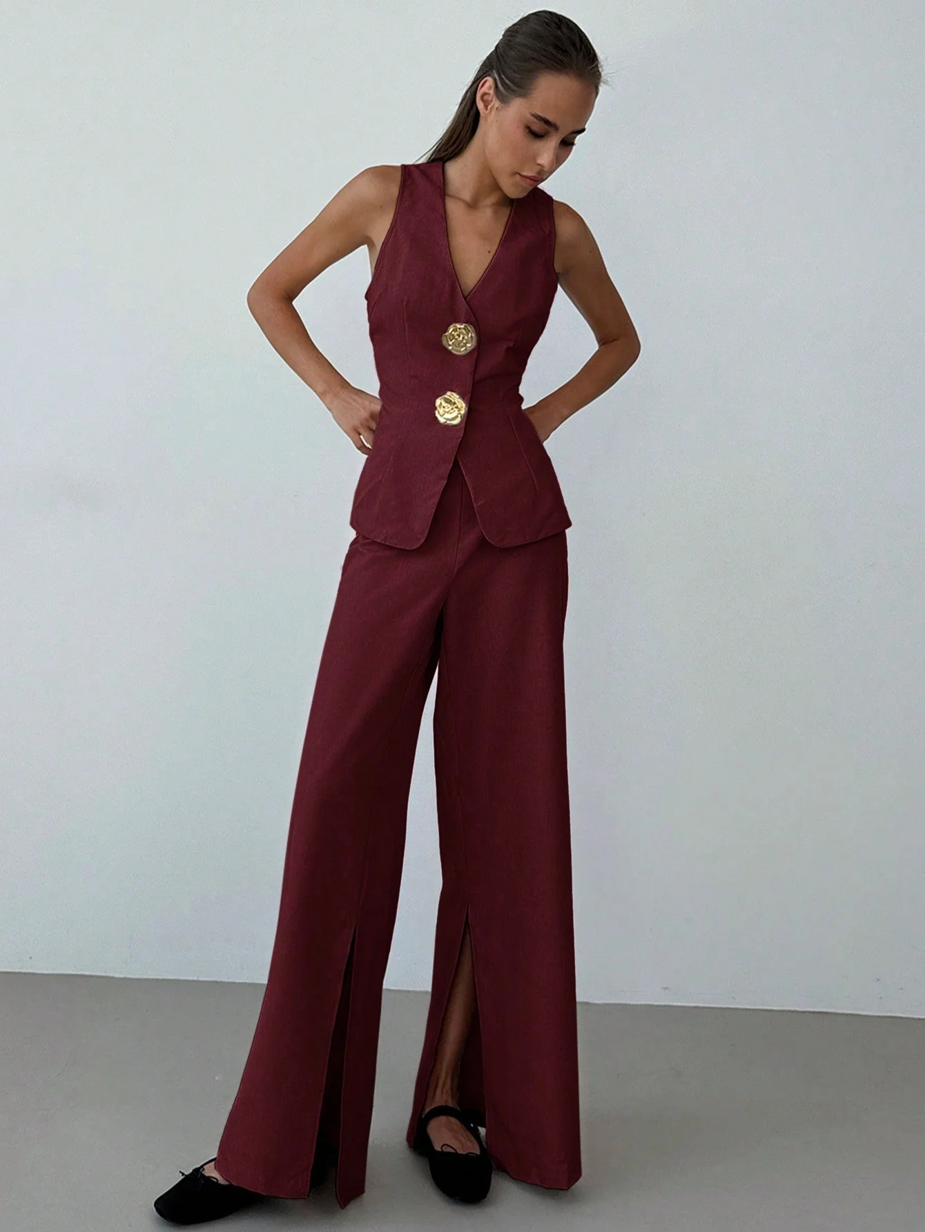 Women Office Formal Suit Set, Consisting Of Casual Commute Vest And Pants - Image 14