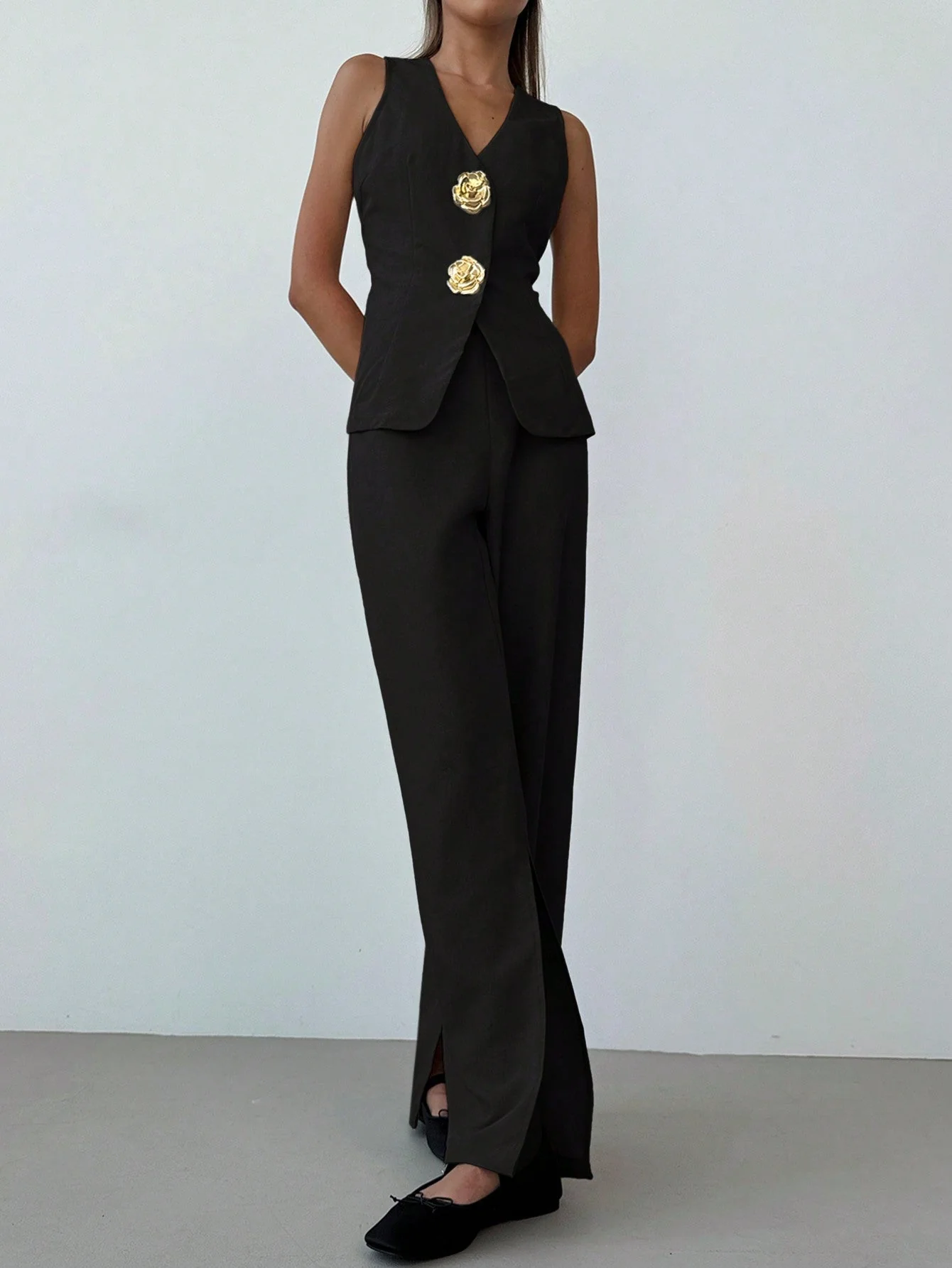 Women Office Formal Suit Set, Consisting Of Casual Commute Vest And Pants FD - Image 8
