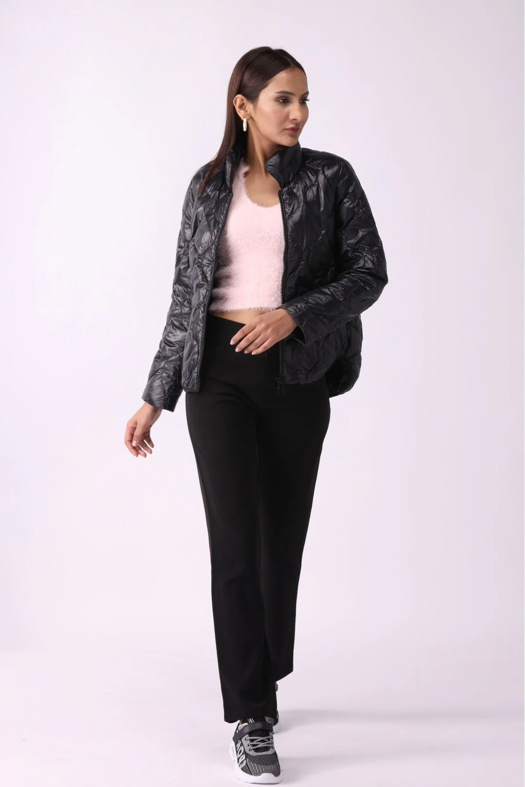 Women Padded Puffer Black Jacket FD - Image 4