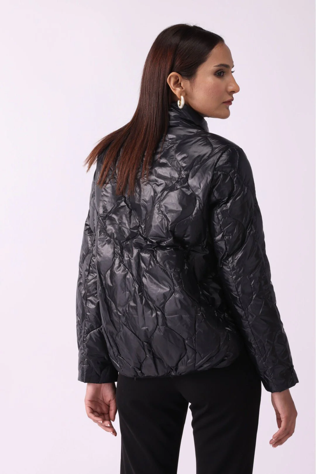 Women Padded Puffer Black Jacket FD - Image 8