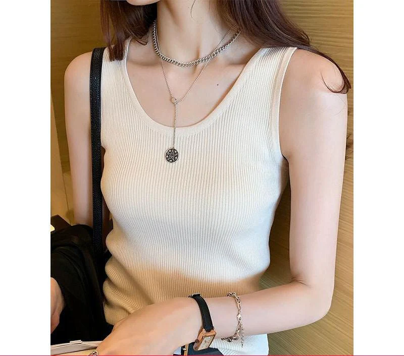 Women’s Bingshuang Silk Y-Shaped Slim-Fit Top – Lightweight Korean Casual Style