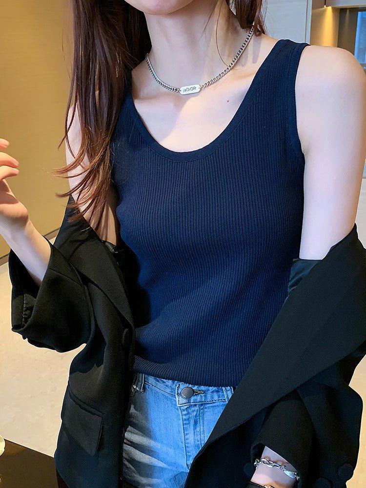 Women’s Bingshuang Silk Y-Shaped Slim-Fit Top – Lightweight Korean Casual Style FD - Image 2