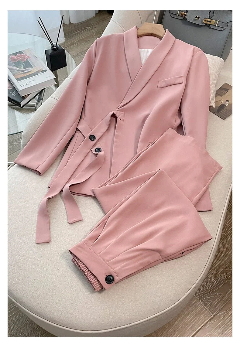 Women’s British Style Lace-Up Blazer – Temperament Commuting Suit Jacket, Straight Fit Long Sleeve Office Coat - Image 12