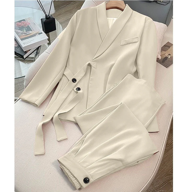 Women’s British Style Lace-Up Blazer – Temperament Commuting Suit Jacket, Straight Fit Long Sleeve Office Coat - Image 15