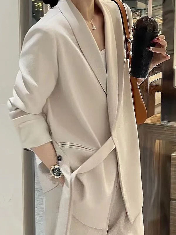 Women’s British Style Lace-Up Blazer – Temperament Commuting Suit Jacket, Straight Fit Long Sleeve Office Coat - Image 7