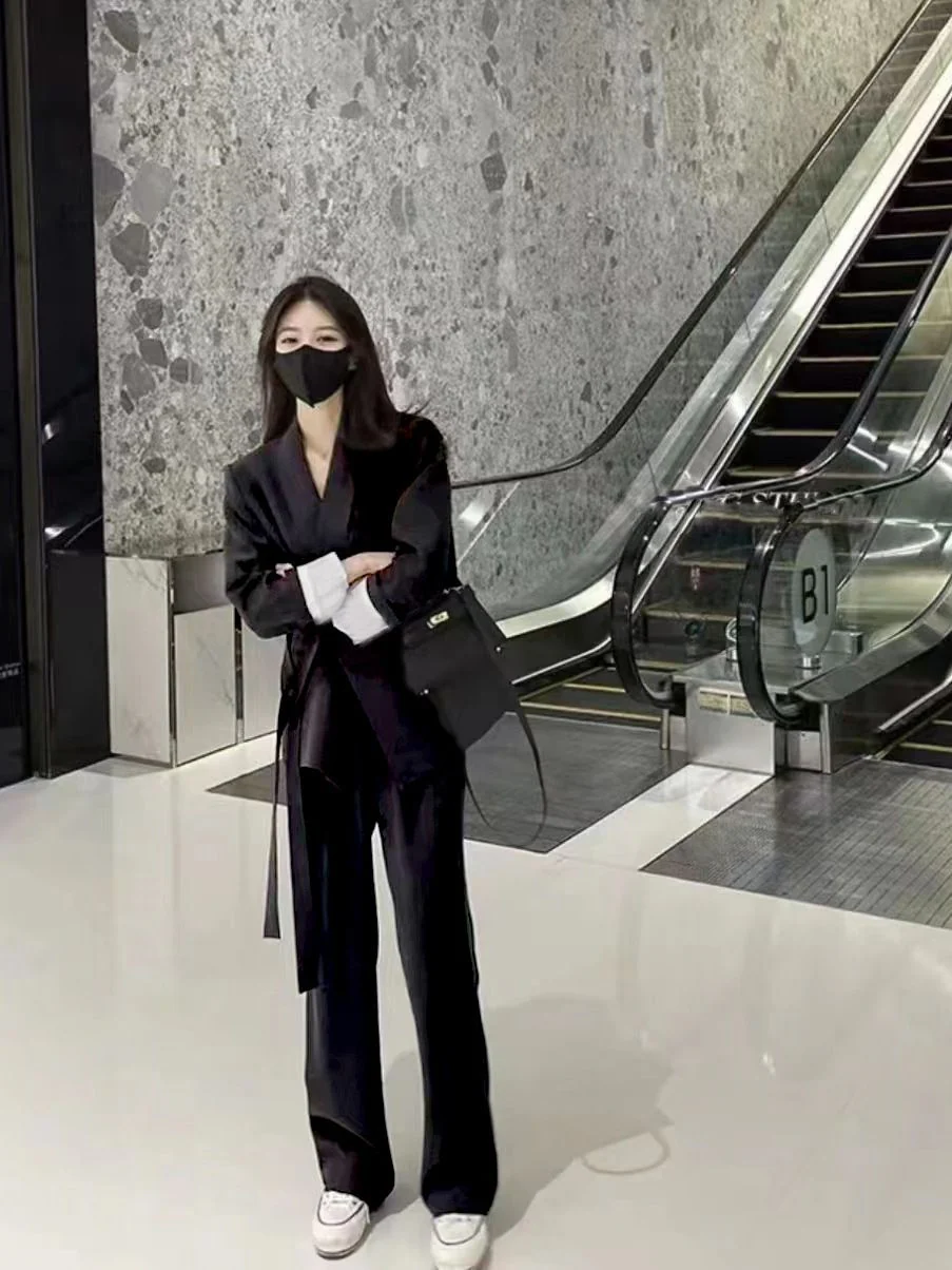 Women’s British Style Lace-Up Blazer – Temperament Commuting Suit Jacket, Straight Fit Long Sleeve Office Coat FD - Image 6