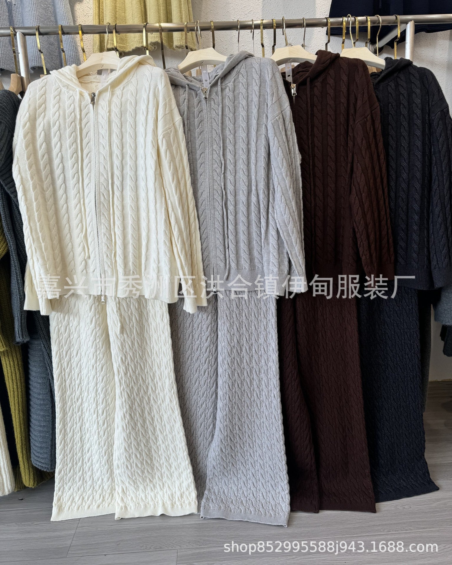 Women’s Casual Two-Piece Knit Suit – Imitation Shearling Hoodie & Long Pants Set | Korean Loose Fit Autumn Winter Outfit - Image 6