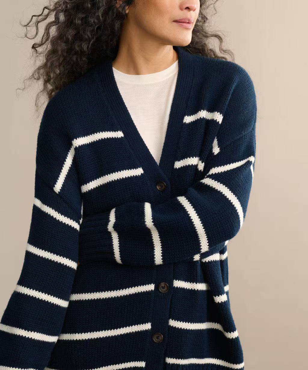 Women’s Color-Matching V-Neck Cardigan Sweater – Loose Fit Cotton Blend Multi-Button Knitwear, Summer 2025 Collection FD - Image 8