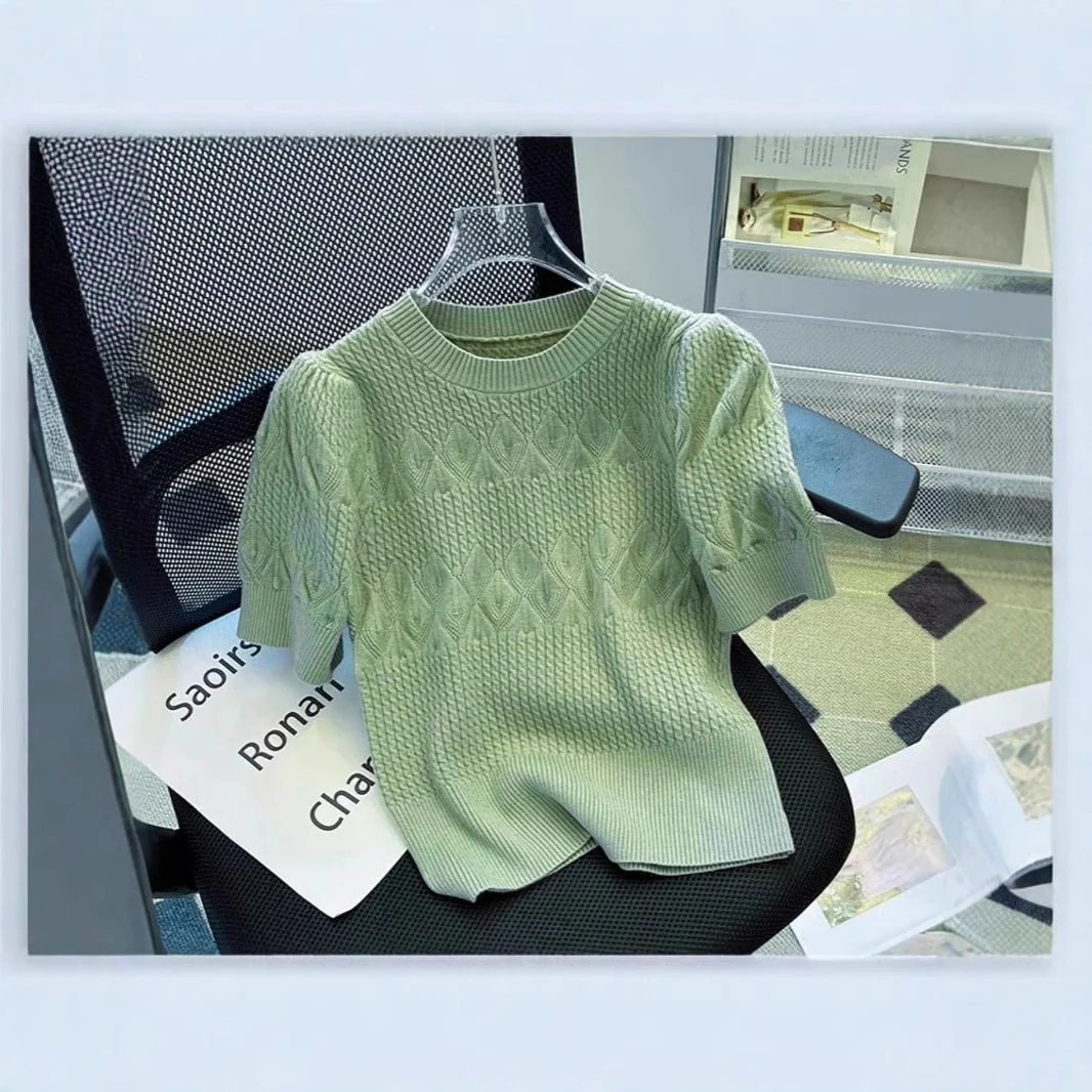 Women’s Core-Spun Yarn Slim-Fit Round Neck T-Shirt – Soft Summer Essential FD - Image 3