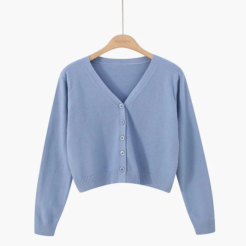 Women’s Core-Spun Yarn V-Neck Loose Cardigan | Long Sleeve Knit Sweater | Elegant Autumn 2025 Commuter Style - Image 14