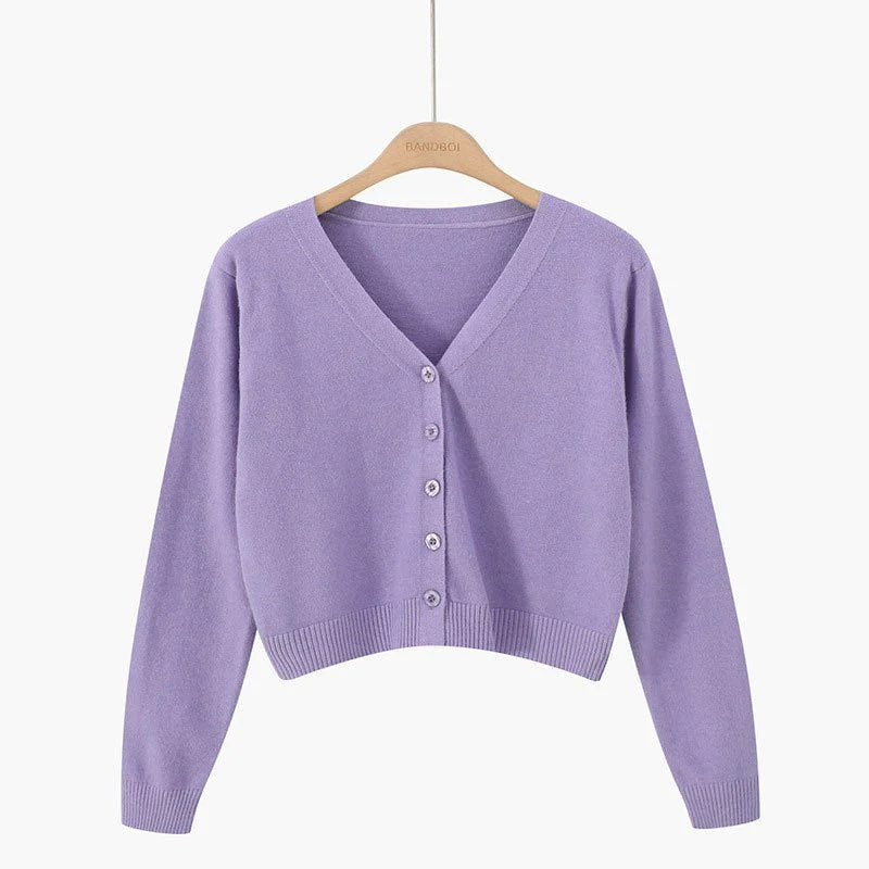 Women’s Core-Spun Yarn V-Neck Loose Cardigan | Long Sleeve Knit Sweater | Elegant Autumn 2025 Commuter Style - Image 15