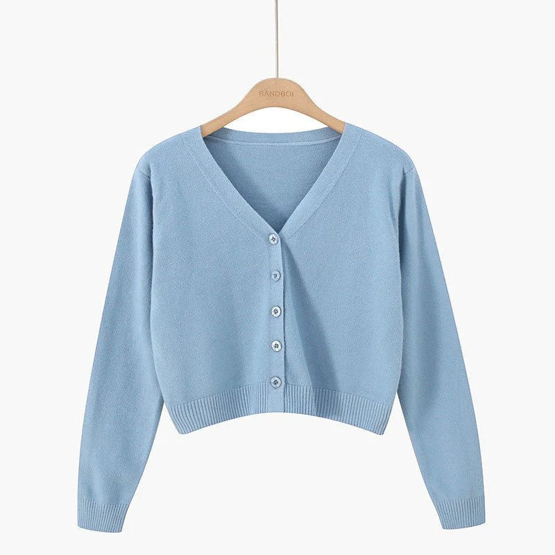 Women’s Core-Spun Yarn V-Neck Loose Cardigan | Long Sleeve Knit Sweater | Elegant Autumn 2025 Commuter Style - Image 16