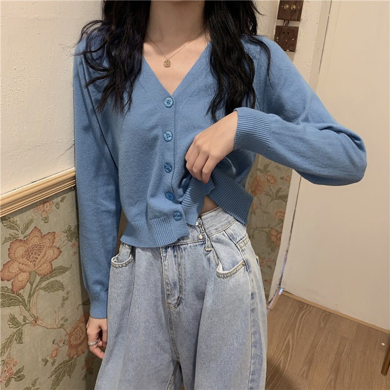 Women’s Core-Spun Yarn V-Neck Loose Cardigan | Long Sleeve Knit Sweater | Elegant Autumn 2025 Commuter Style - Image 4