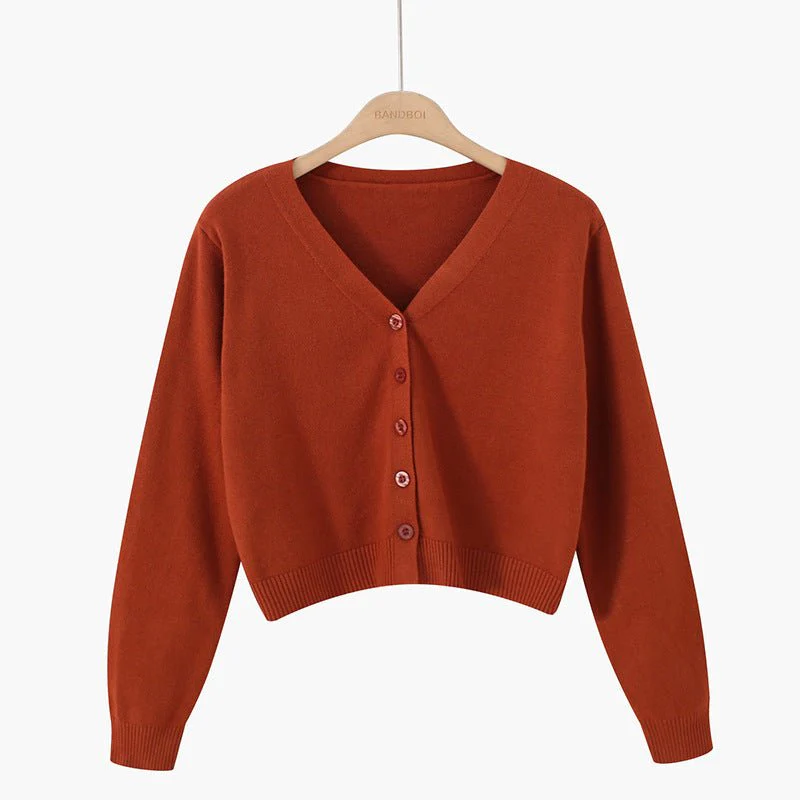 Women’s Core-Spun Yarn V-Neck Loose Cardigan | Long Sleeve Knit Sweater | Elegant Autumn 2025 Commuter Style - Image 8