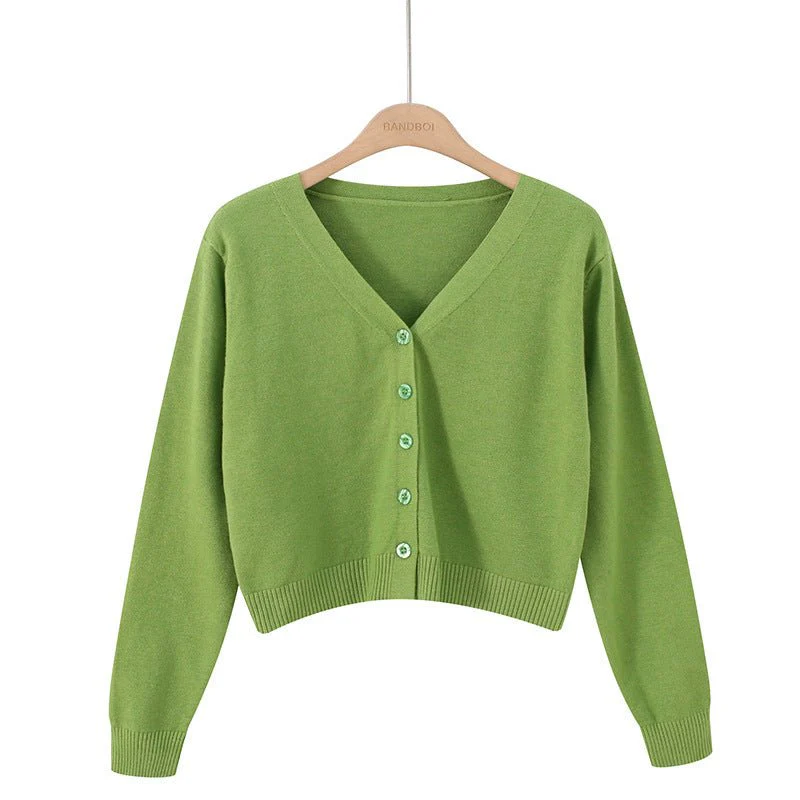 Women’s Core-Spun Yarn V-Neck Loose Cardigan | Long Sleeve Knit Sweater | Elegant Autumn 2025 Commuter Style - Image 9